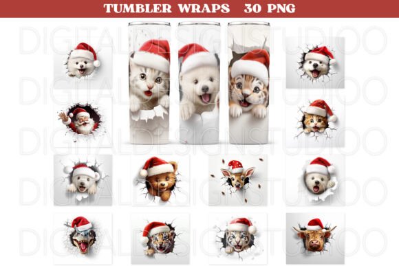 3D Christmas Bundle: Illustrations for Tumbler Wraps