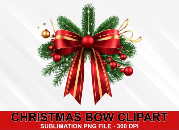 Christmas Bow Clipart Sublimation Design: Illustrations Review