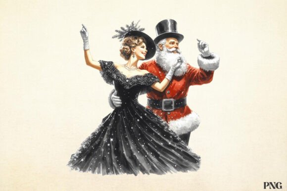 Christmas Couple Dance Png Sublimation & Illustrations