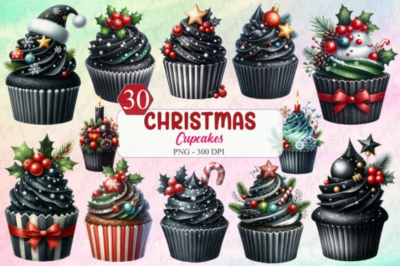 Christmas Cupcake Clipart: Festive Illustrations for Branding