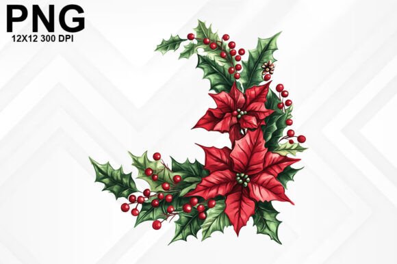 Christmas Flowers Sublimation Design & Illustrations
