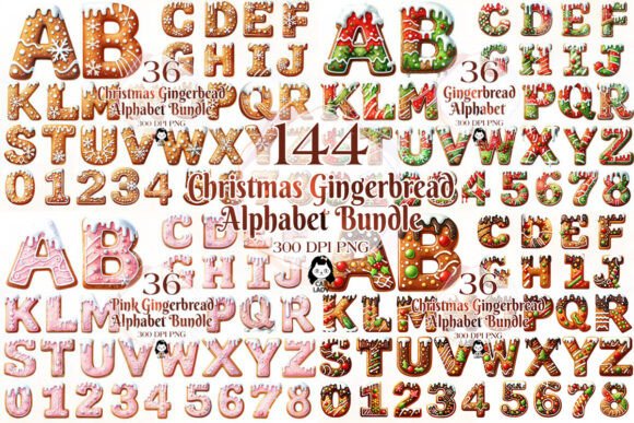 Christmas Gingerbread Alphabet Illustrations