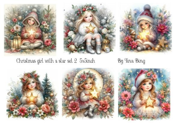 Christmas Girl with a Star 2: Illustrations for Branding