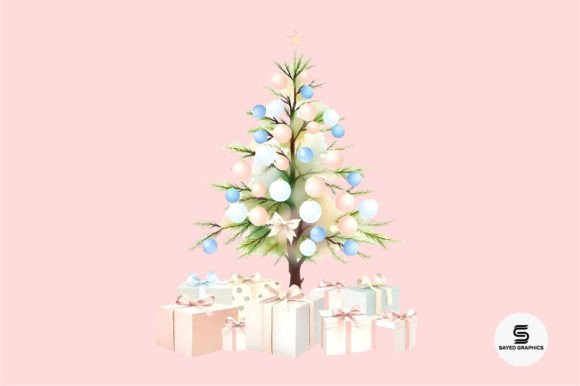 Christmas Tree Watercolor Clipart PNG for Illustrations