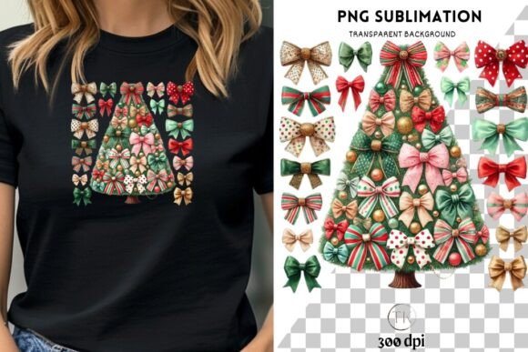 Colorful Coquette Christmas Tree PNG & Illustrations