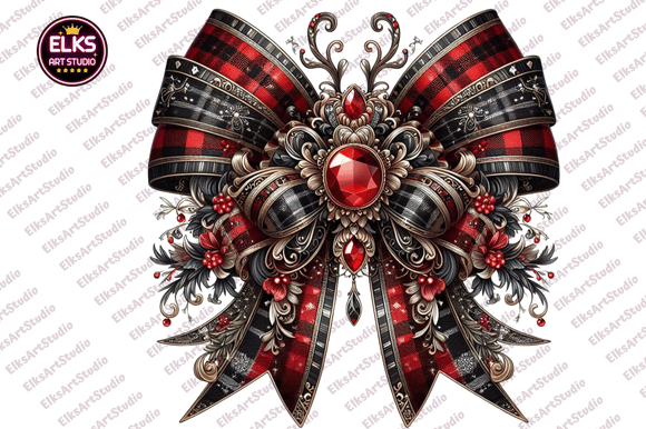 Coquette Christmas Bow PNG: Festive Illustrations
