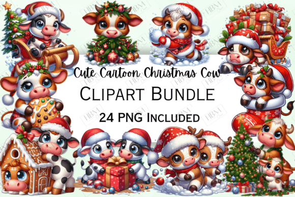 Cute Cartoon Christmas Cows Clipart: Designer Review