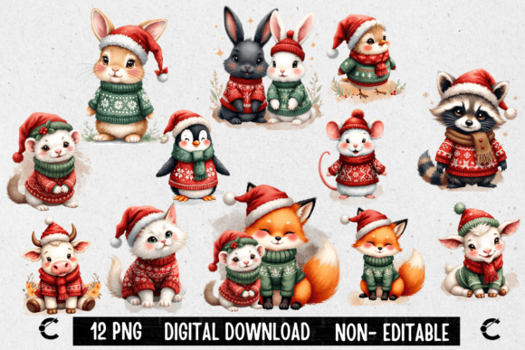 Cute Christmas Animals Bundle: Illustrations Review