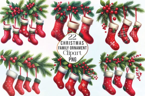Family Christmas Ornament Clipart for Illustrations