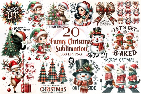 Funny Christmas Sublimation Quotes Illustrations