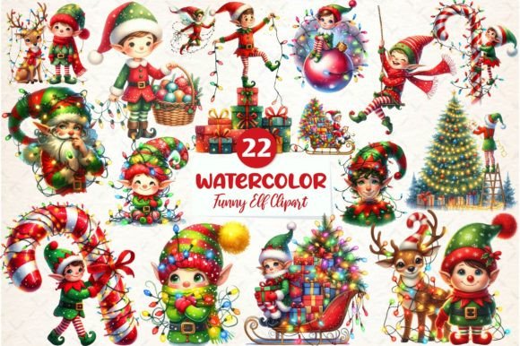 Funny Elf Clipart: Festive Illustrations