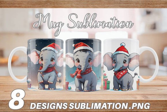 Mug Wrap Christmas Elephant: Festive Illustrations
