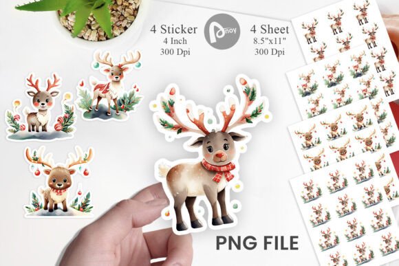 Reindeer Christmas Sticker: Festive Illustrations