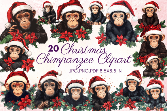 Reviewing Christmas Chimpanzee Clipart for Stitching
