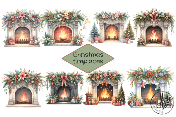 Reviewing Christmas Fireplaces Clip Art Illustrations
