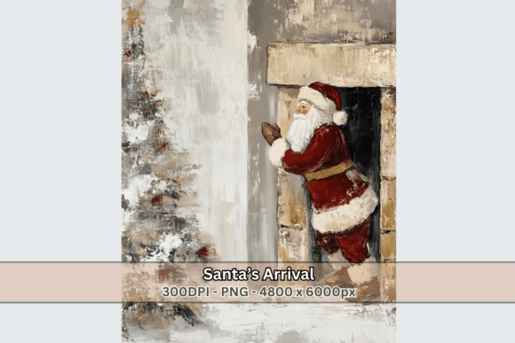 Santa's Arrival Illustrations for Crafts