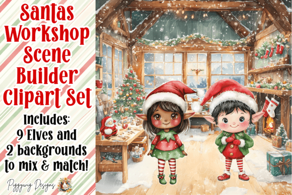 Santa's Workshop Clipart: Festive Illustrations