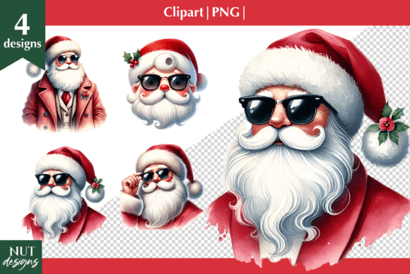 Santa with Glasses: Festive Illustrations for Crafters