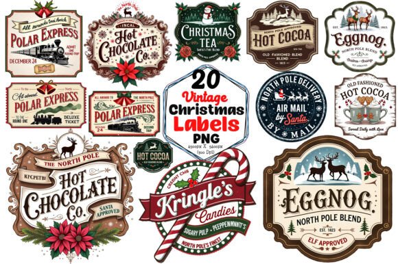 Vintage Christmas Label Sublimation: Illustrations Review