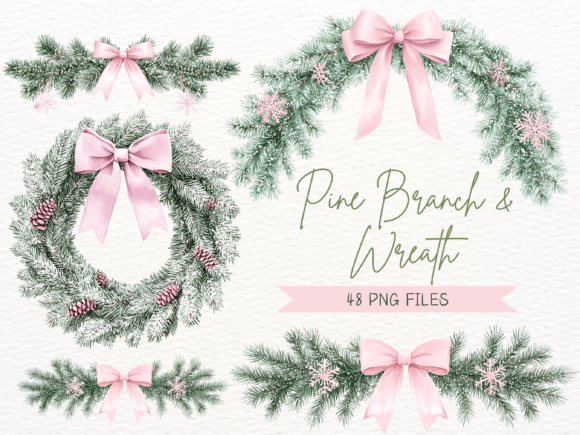 Watercolor Christmas Garland Illustrations Review
